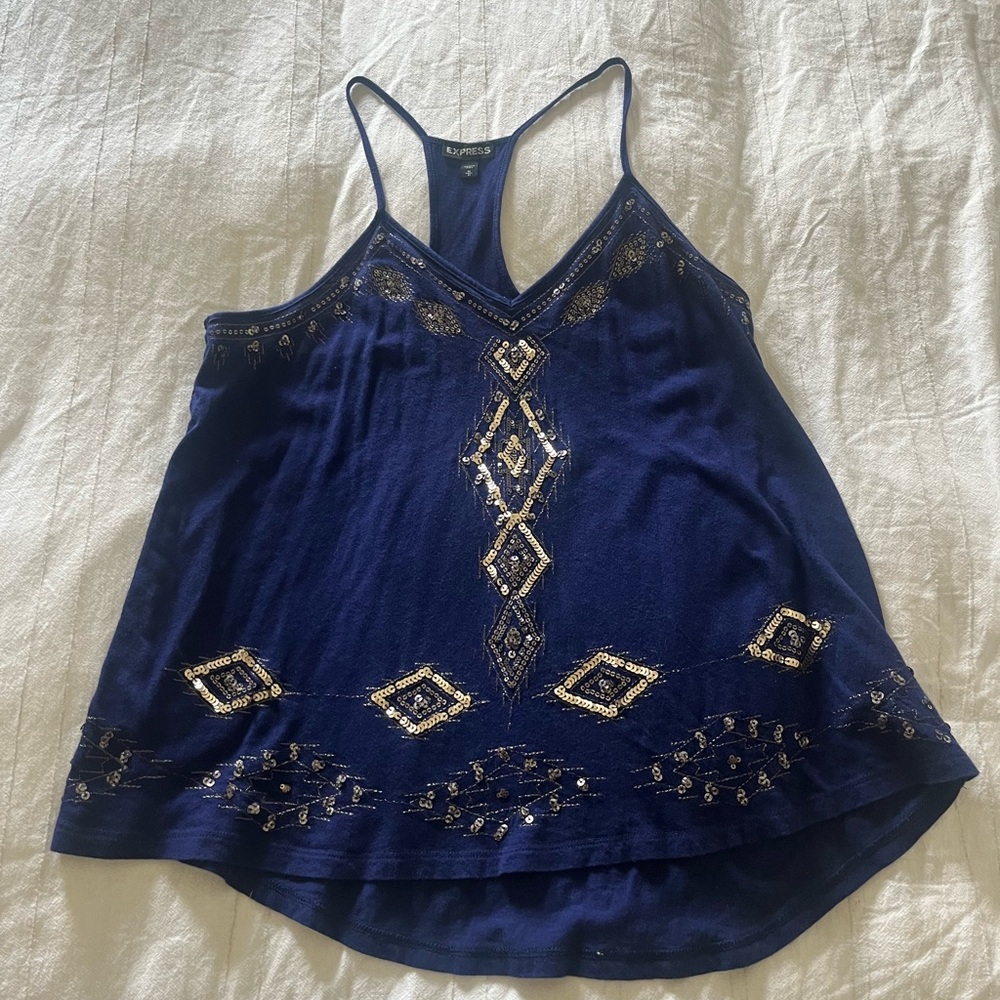 Flowy cotton tank from express size small sequins